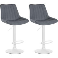BARHOCKER 2er Set Stoff grau - Grau, Textil/Metall (49.5/91/50cm) - CLP