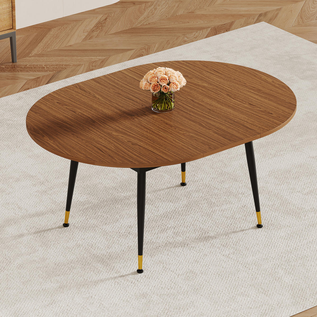 AUSZIEHTISCH Walnussoptik Schwarz 160-200/120/74 cm - Schwarz, Holz (120/200/73.66cm) - PANGIVO
