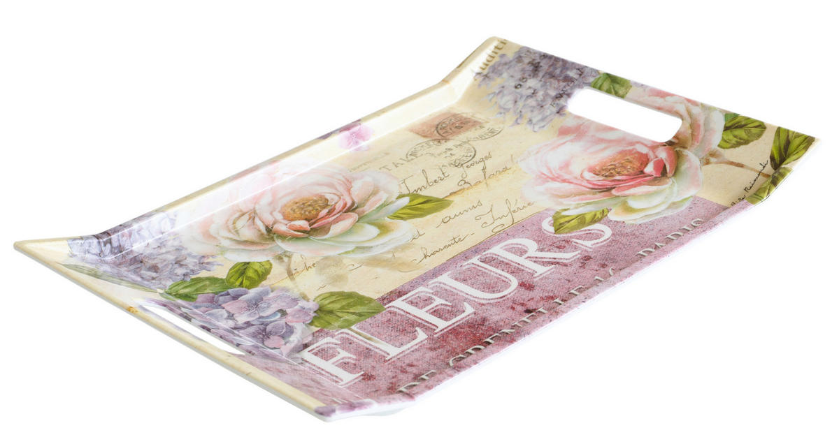 TABLETT Edelrose, rechteckige Serviertablett mit Griff 38x27 cm - Rosa, Kunststoff (27/3/38cm) - Lashuma