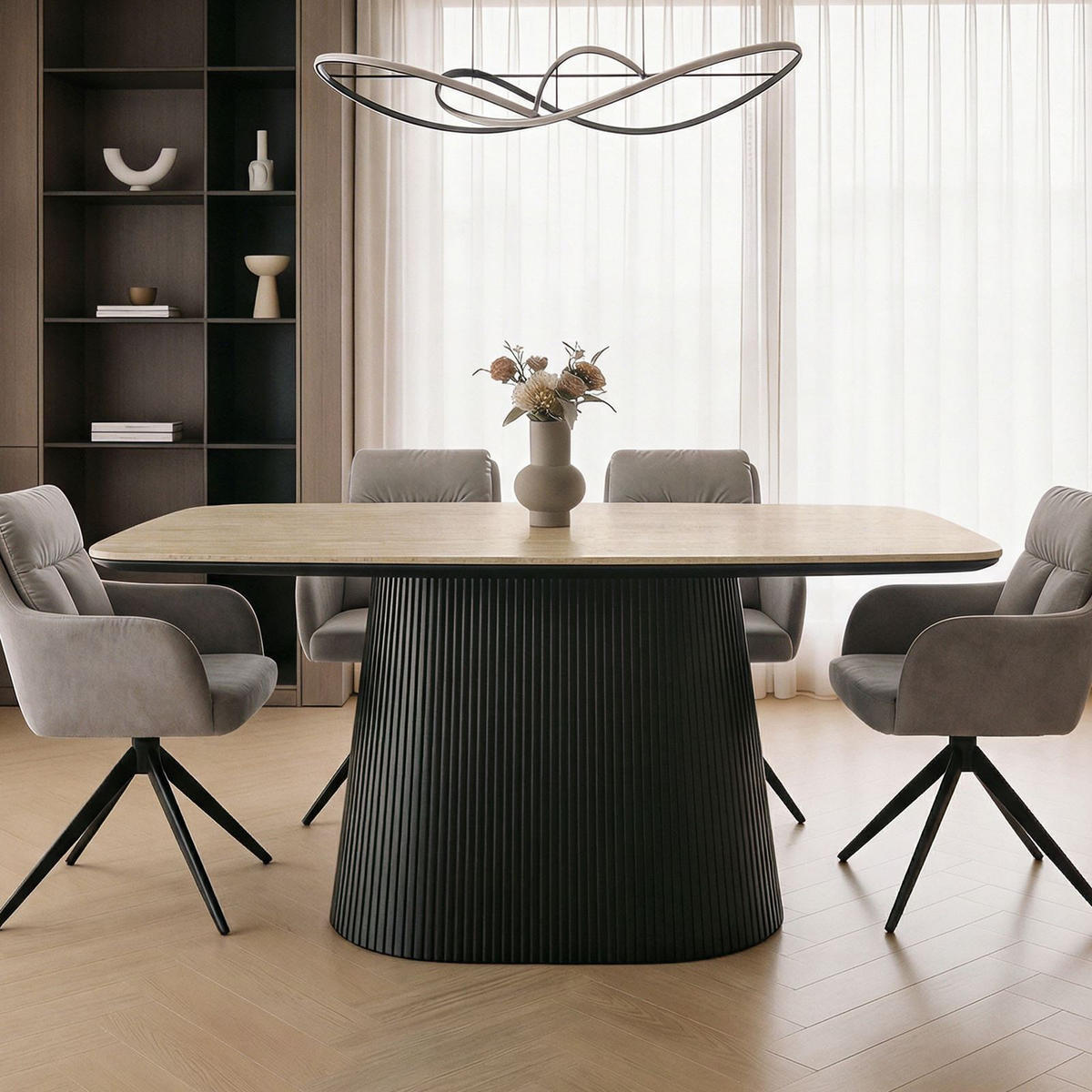 ESSTISCH GRANO beige/schwarz - Beige/Schwarz, Holzwerkstoff (90/180/75cm) - IDIMEX