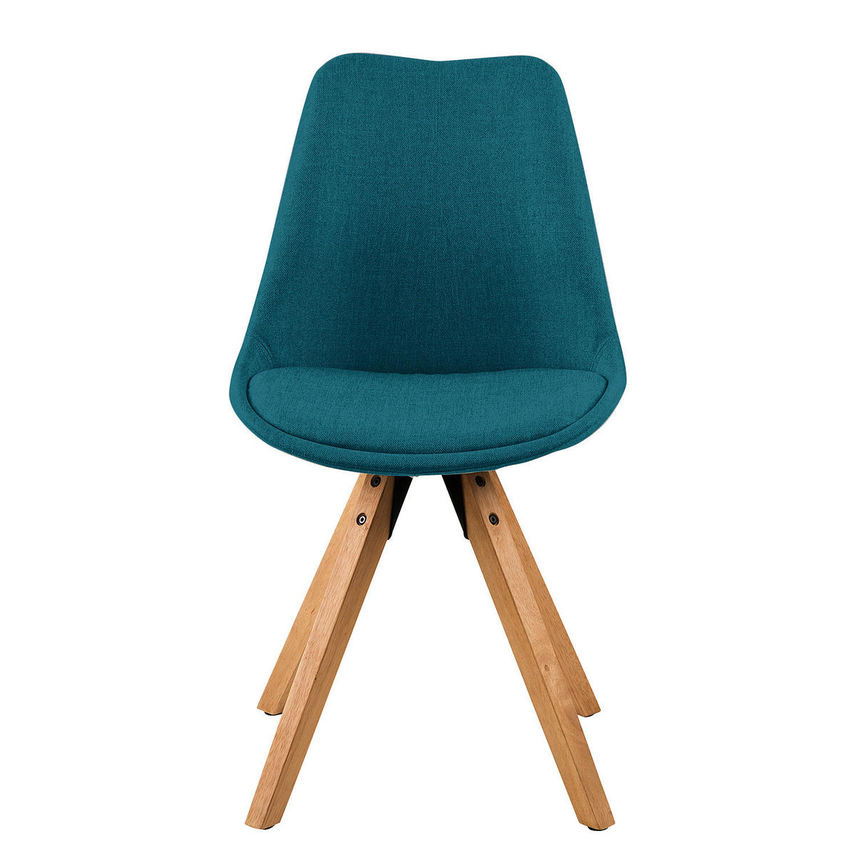 POLSTERSTUHL - Massivholz Gummibaum / Textil - Petrol/Braun, Holz/Textil (49/85/55cm) - home24