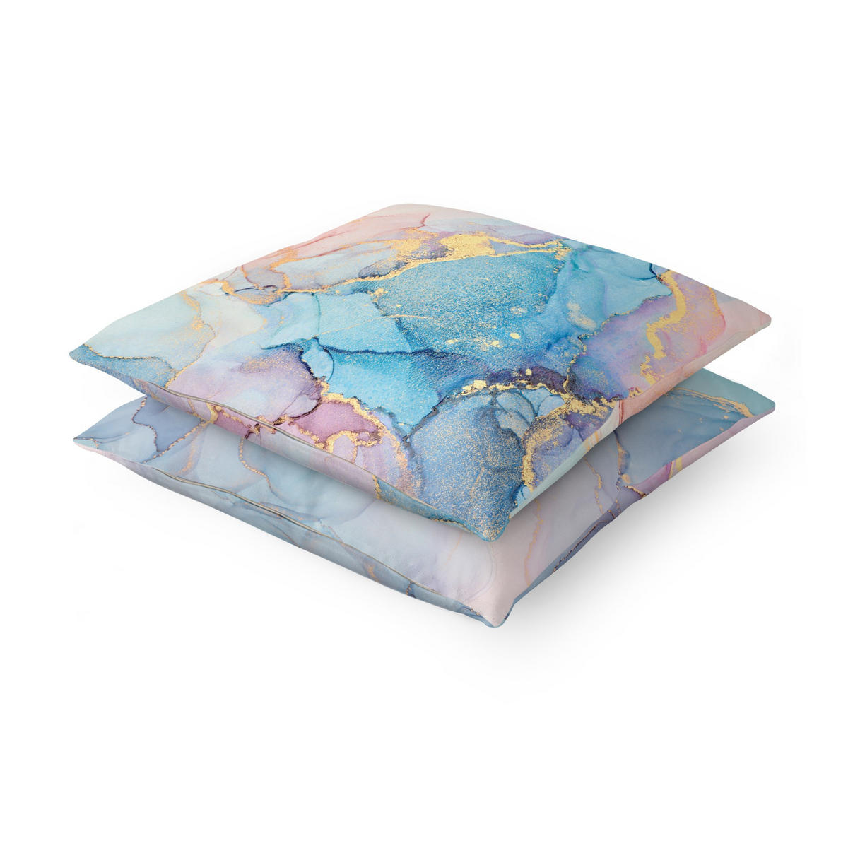 DEKOKISSEN 2er-Set Aquarell Pastell mit Gold Duo 50/50 cm - Türkis, Textil (50/50cm) - Bilderwelten