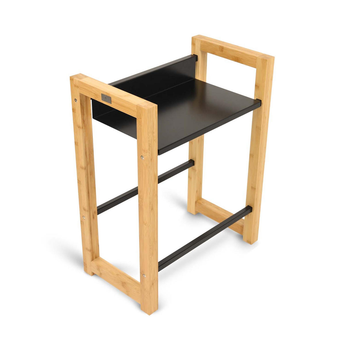 GETRÄNKEKISTENREGAL inkl. Ablage - Bambus / Schwarz - 2 Kisten - Naturfarben, Holz (56/71/32cm) - holz4home