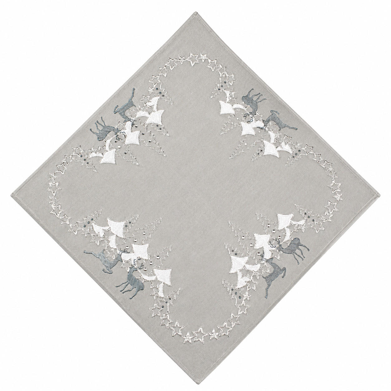 TISCHDECKE 85/85 cm Natur Hirsch Weihnachten - Naturfarben/Weiß, Textil (85/85cm) - TiborTex