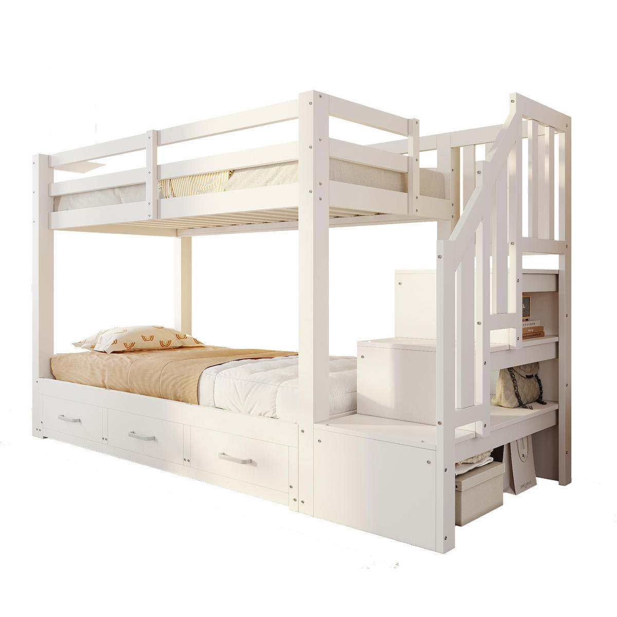 ETAGENBETT Jugend Weiß - Weiß, Holz (90/200cm) - ComfortXL