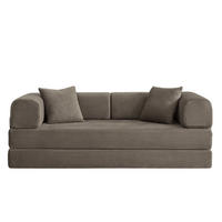 SCHLAFSOFA DE-34938 Tatami-Bodensofa mit 2 Kissen Taupe - Taupe, Textil (204/65/97cm) - ComfortXL