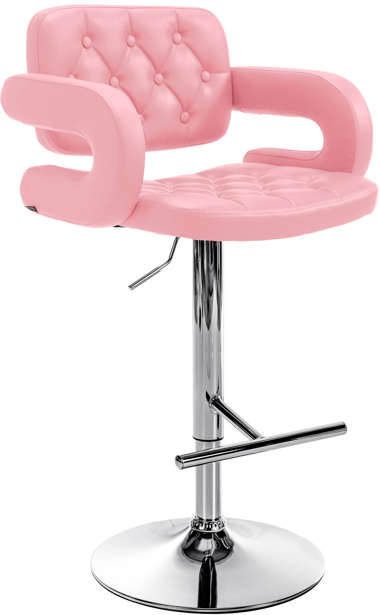 BARHOCKER Lederlook pink - Chromfarben/Pink, Textil/Metall (62/103/55cm) - CLP