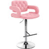 BARHOCKER Lederlook pink - Chromfarben/Pink, Textil/Metall (62/103/55cm) - CLP
