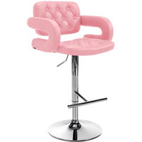 BARHOCKER Lederlook pink - Chromfarben/Pink, Textil/Metall (62/103/55cm) - CLP
