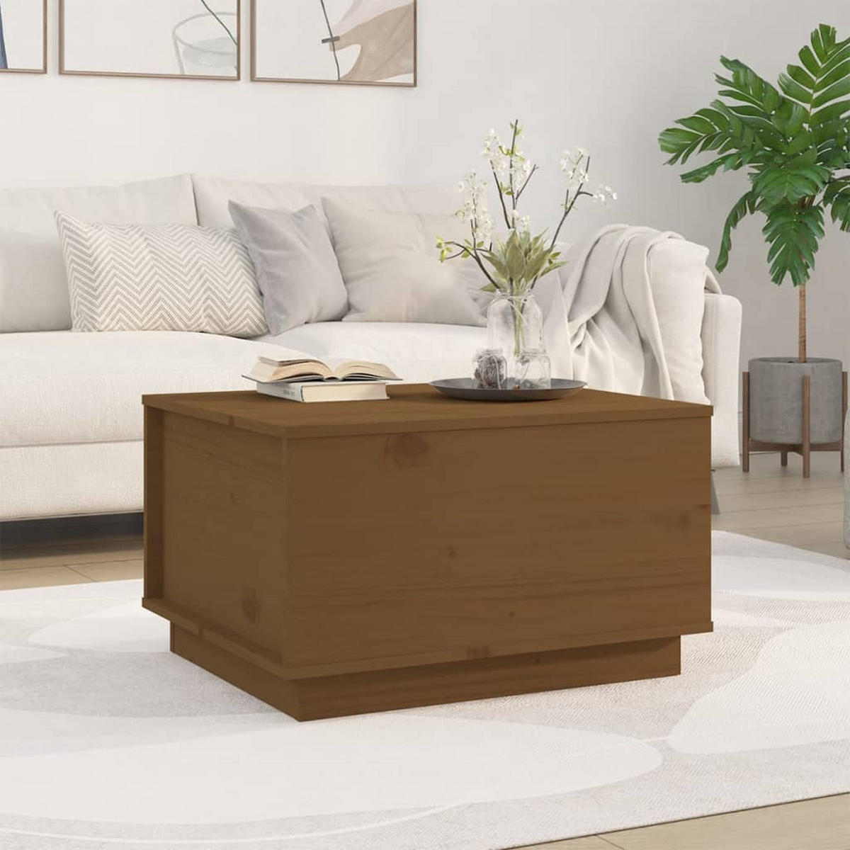 COUCHTISCH Honigbraun 60x50x35 cm Massivholz Kiefer - Braun, Holz (60/50/35cm) - furnicato