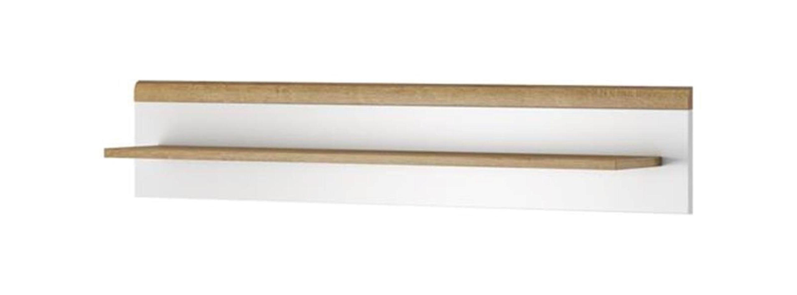 REGAL Primo Weiß, Eiche Riviera, Wandregal - Eichefarben/Weiß, Holzwerkstoff (107/20/19cm) - Bettso