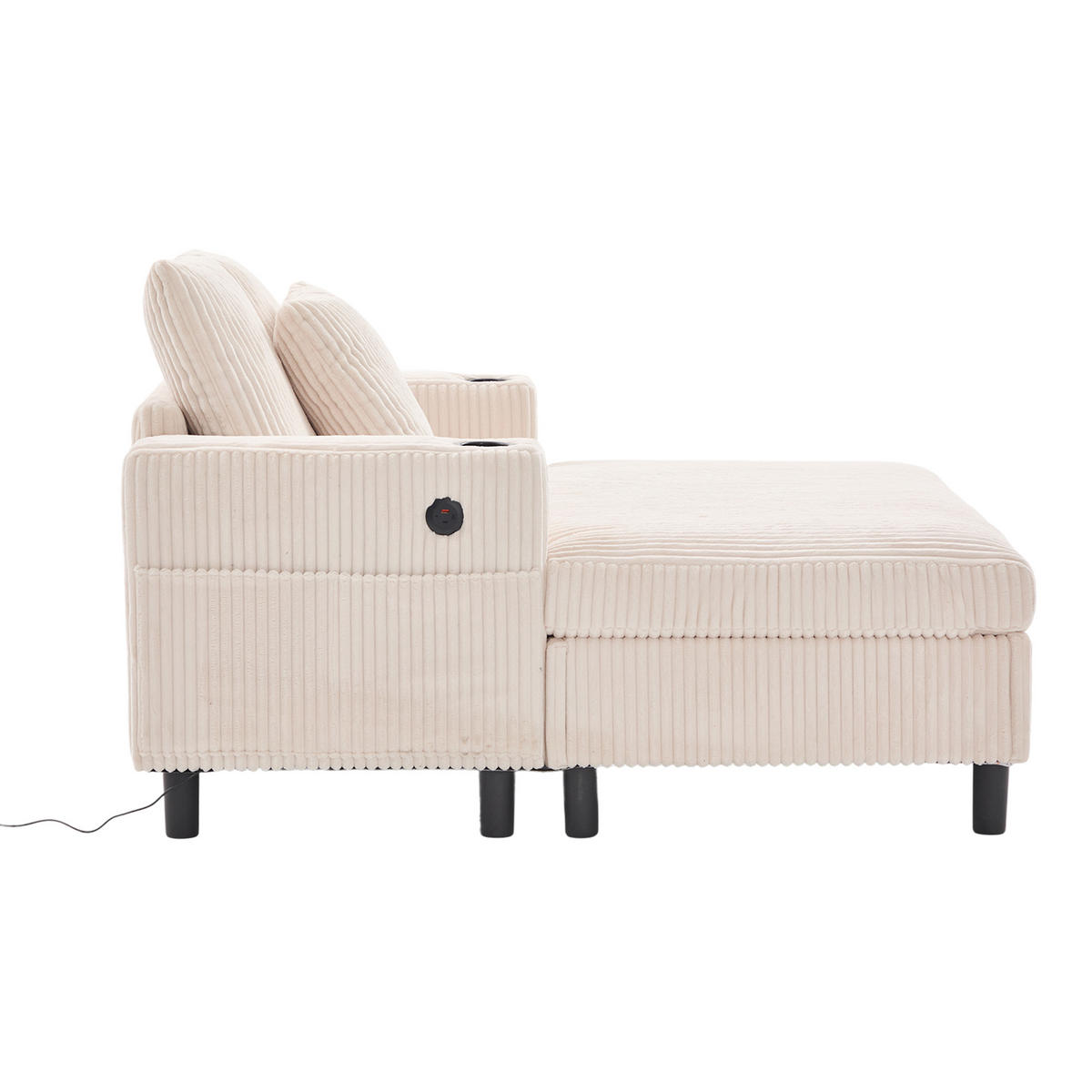SOFABETT 142/128/85 cm Beige - Beige, Textil (128/85/142cm)