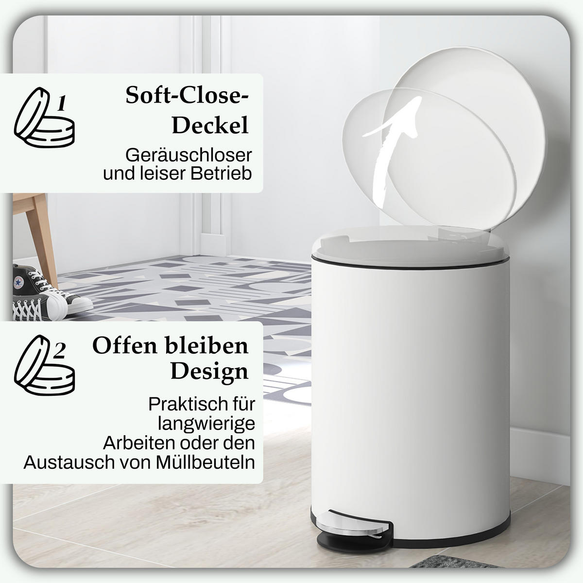MÜLLEIMER 20L - Creme, Metall (30/44.5/36cm) - HOMCOM