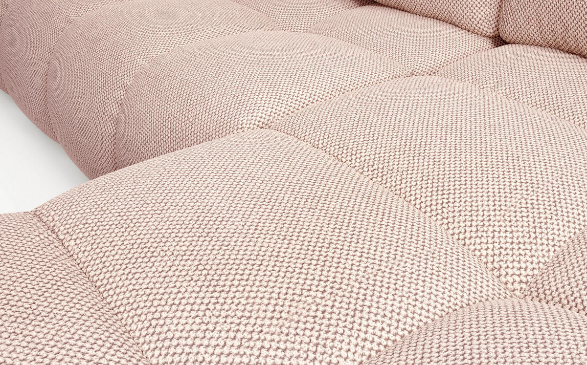 ECKSOFA L Form Hosio Hellcreme-Rosa 286/177/88 cm Rechts mit Schlaffunktion - Pink/Schwarz, Kunststoff/Textil (286/177cm) - AX Living