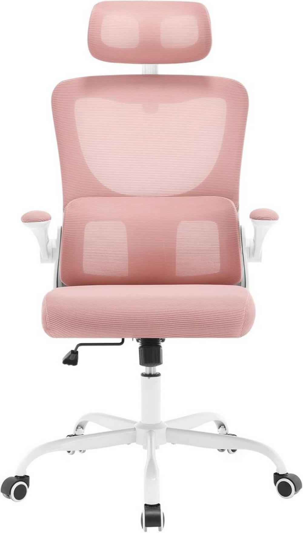 BÜROSTUHL ergonomisch, Netzstoff, Rosa - Schwarz/Rosa, Kunststoff/Textil (62/116/69.5cm) - Woltu