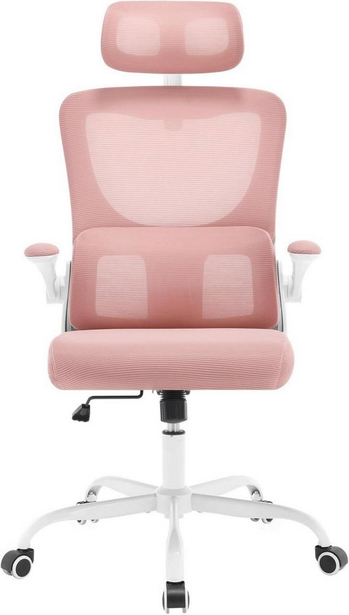 BÜROSTUHL ergonomisch, Netzstoff, Rosa - Schwarz/Rosa, Kunststoff/Textil (62/116/69.5cm) - Woltu