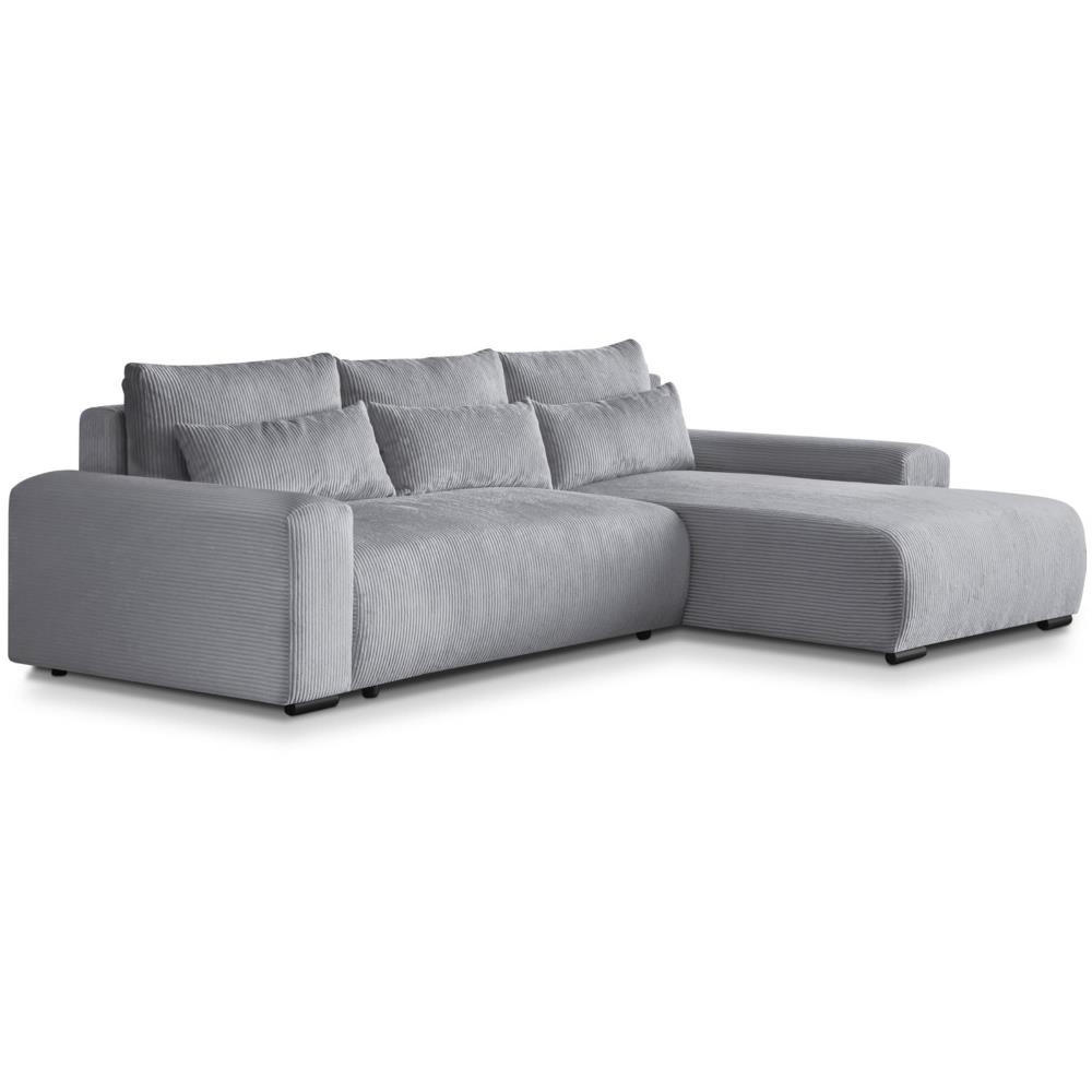 ECKSCHLAFSOFA Benny hellgrau rechts - Hellgrau/Schwarz, Kunststoff/Textil (271/185cm) - Beautysofa