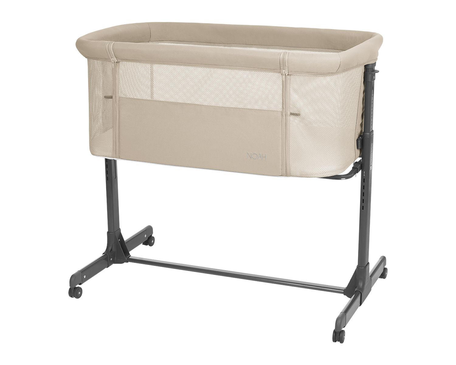 BEISTELLBETT Noah braun 87 x 55 cm, Anti-Reflux, 6-fach höhenverstellbar, 4 Räder, Matratze - Beige, Metall (55/87cm) - Kikka boo
