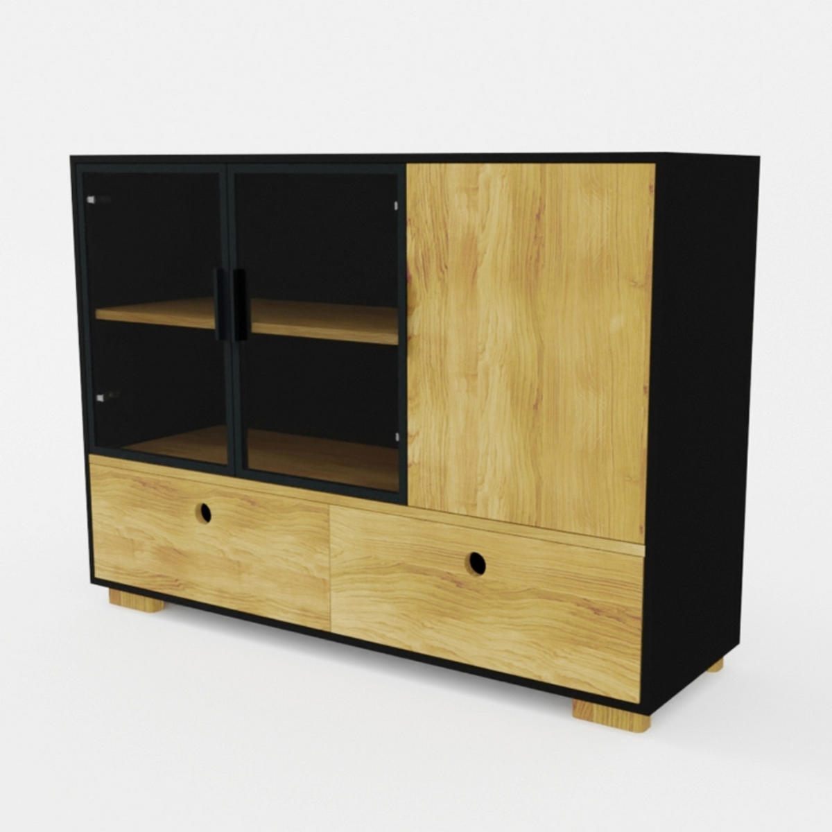 HOLZKOMMODE für das Wohn- und Esszimmer CARLA - Eichefarben, Holz (145/105/45cm) - Rawood Furniture