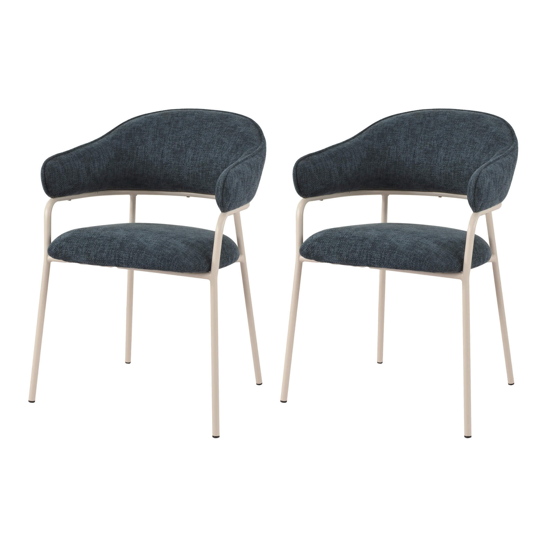 STÜHLE 2er Set Petrolblau Weiß 56,5/57/82,5 cm - Dunkelblau, Textil (56.5/82.5/57cm) - Mobili Rebecca