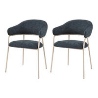 STÜHLE 2er Set Petrolblau Weiß 56,5/57/82,5 cm - Dunkelblau, Textil (56.5/82.5/57cm) - Mobili Rebecca