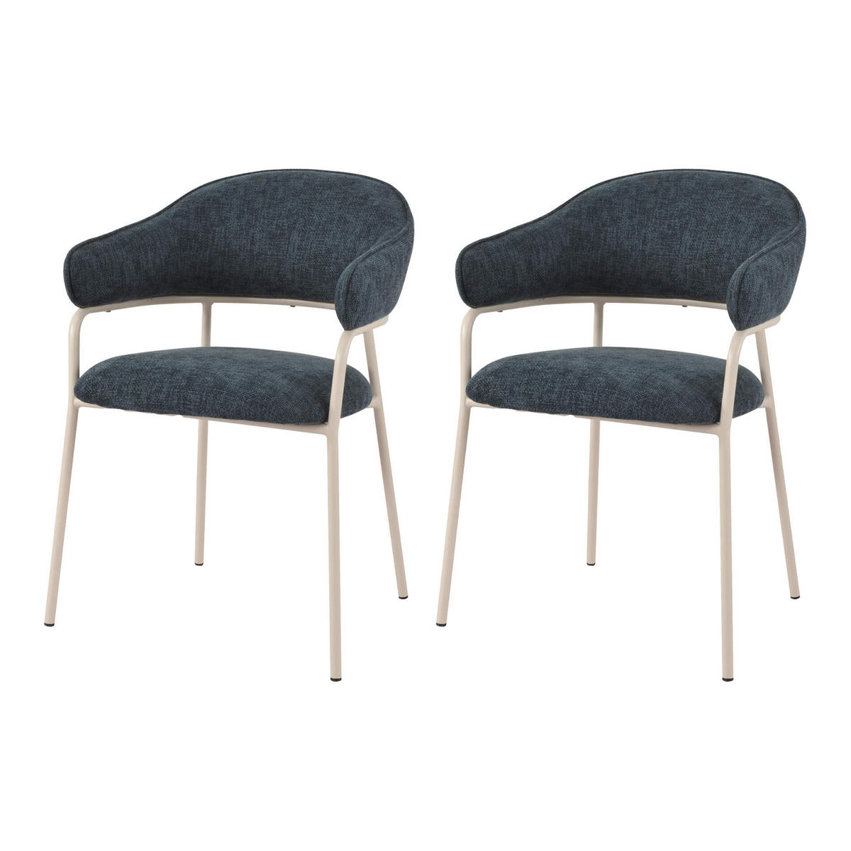 STÜHLE 2er Set Petrolblau Weiß 56,5/57/82,5 cm - Dunkelblau, Textil (56.5/82.5/57cm) - Mobili Rebecca