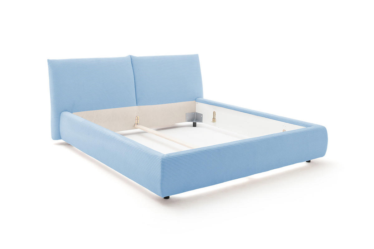 POLSTERBETT HENRY Hellblau Cord - Schwarz/Hellblau, Textil (140/200cm) - KAWOLA