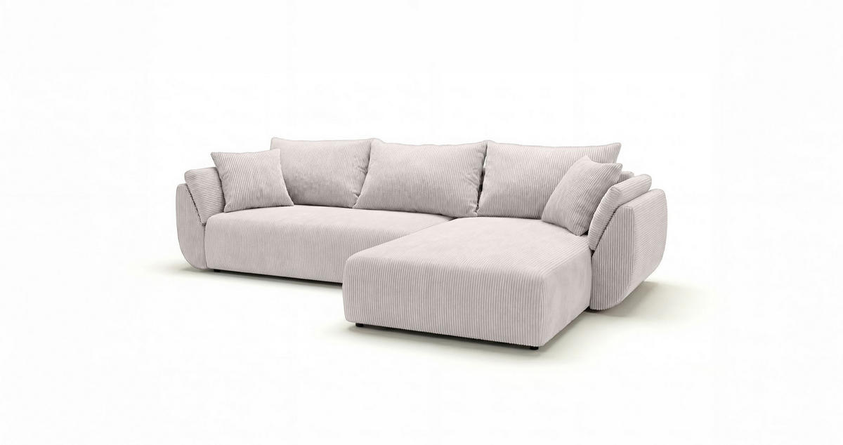 ECKSOFA SYDNEY rechts weiß Cord Poso 100 - Schlaffunktion, Bettkasten - Weiß, Textil (174/280cm) - Cornero