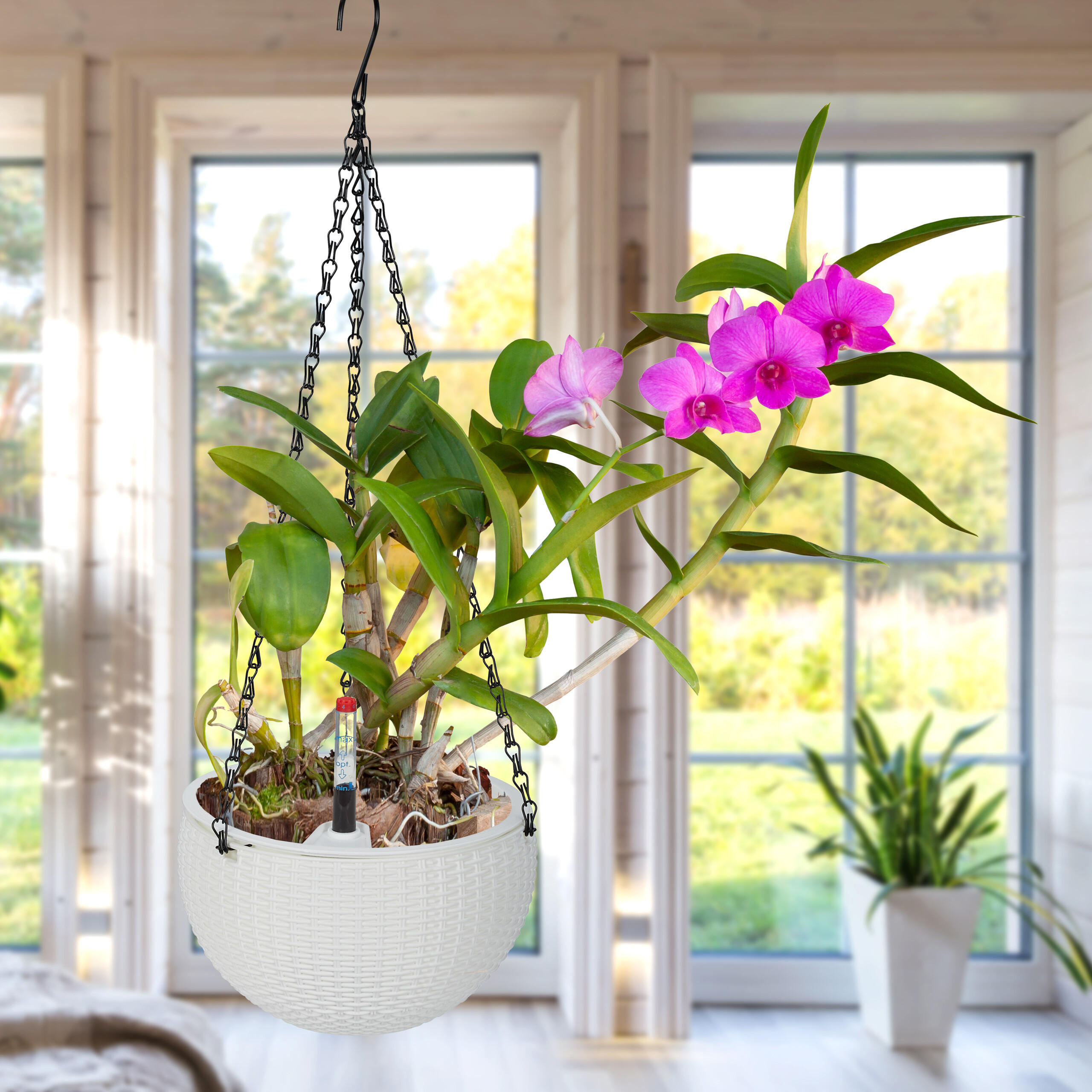 2XBLUMENAMPEL - Weiß, Kunststoff/Metall (54cm) - Relaxdays