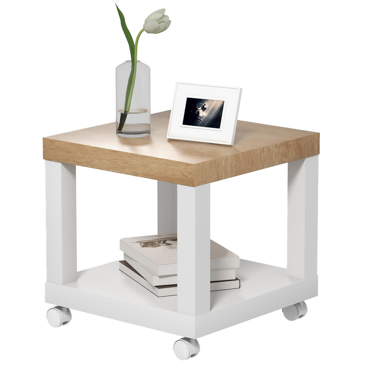BEISTELLTISCH DE-15847 fahrbar mit Ablage Naturholz - Naturfarben, Holzwerkstoff (40/40/40cm) - ComfortXL