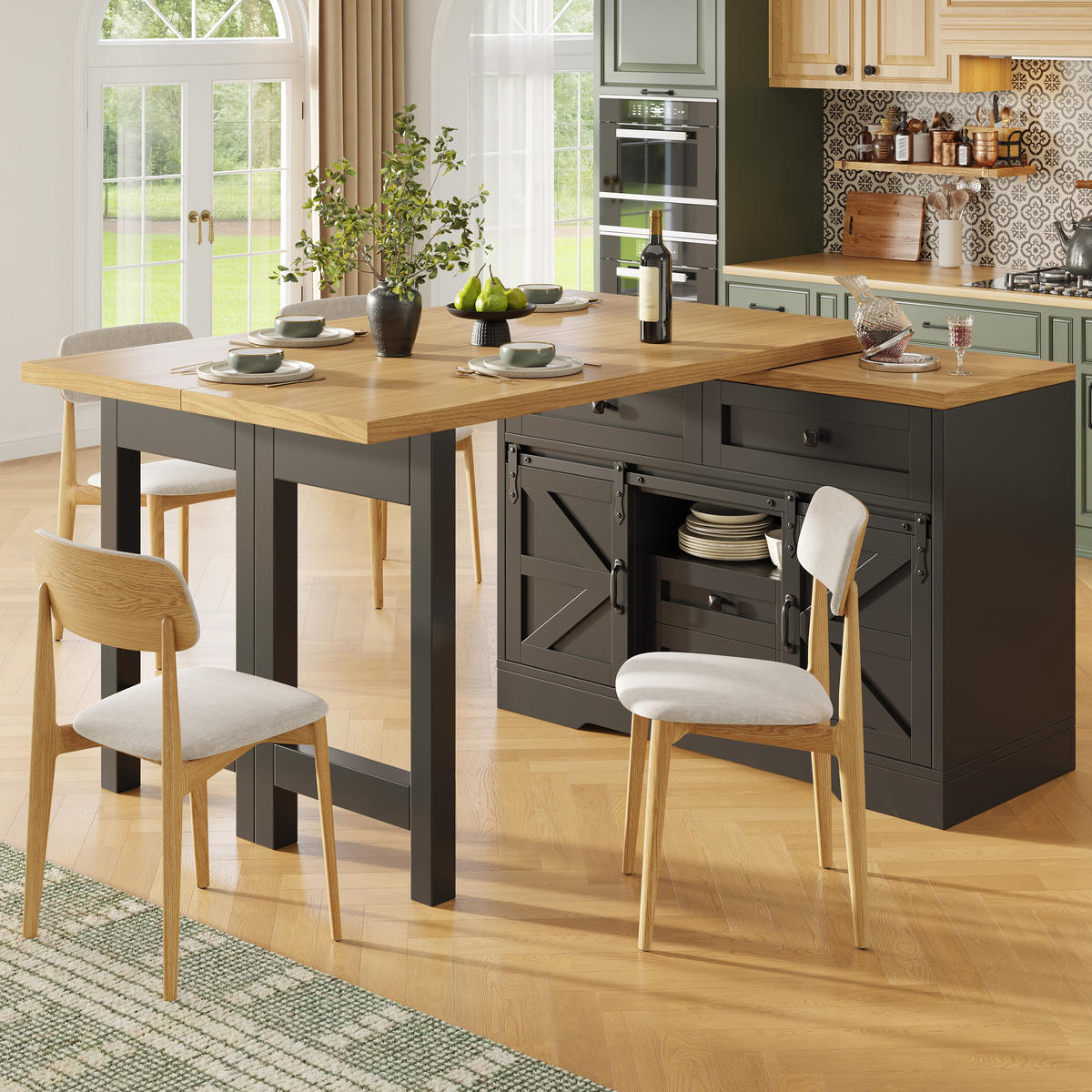 KÜCHENINSEL Drehbar Stauraum Modern - Schwarz, Holzwerkstoff (120/72/40cm) - FLIEKS