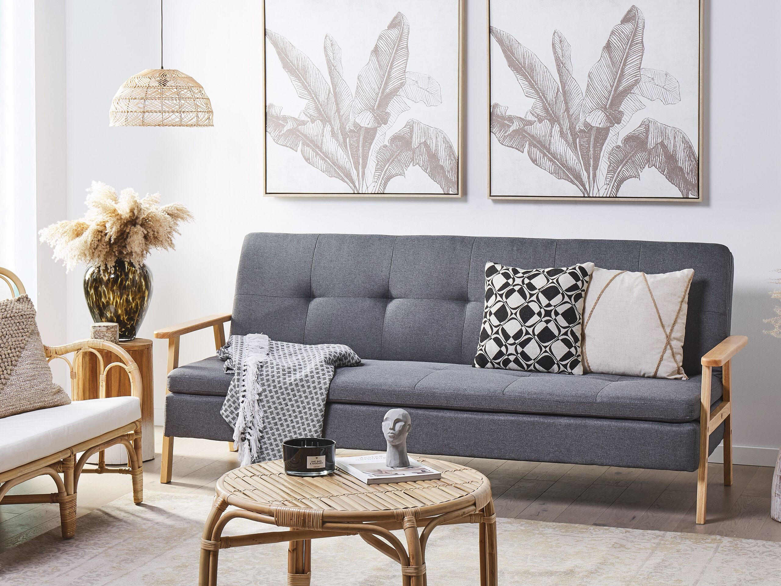 SCHLAFSOFA Polsterbezug Grau Tjorn - Grau, Textil (204/84/85cm) - Beliani