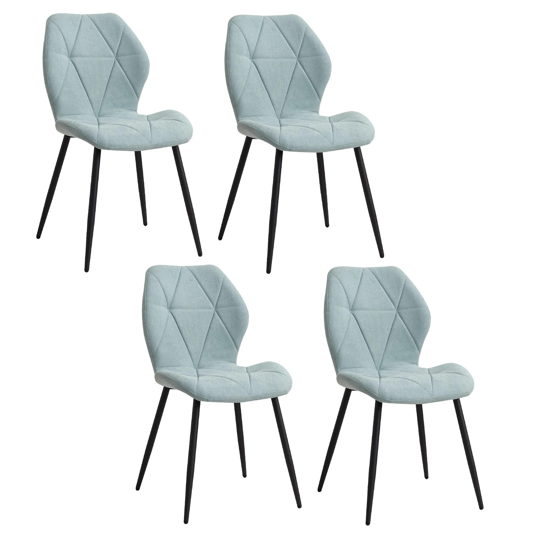 ESSZIMMERSTUHL Gepolstert Leinenstoff Metallbeine Blau 4-teilig - Blau, Textil (48/84/41cm) - Kaket