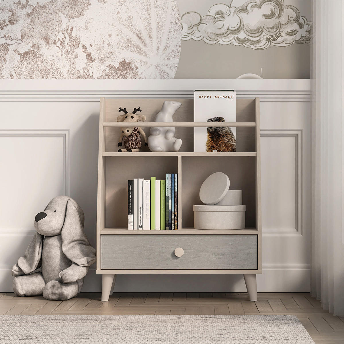 BÜCHERREGAL Alycia Beige - Grau - Holzeffekt - Grau, Holz (72/90/36cm) - Petits-meubles