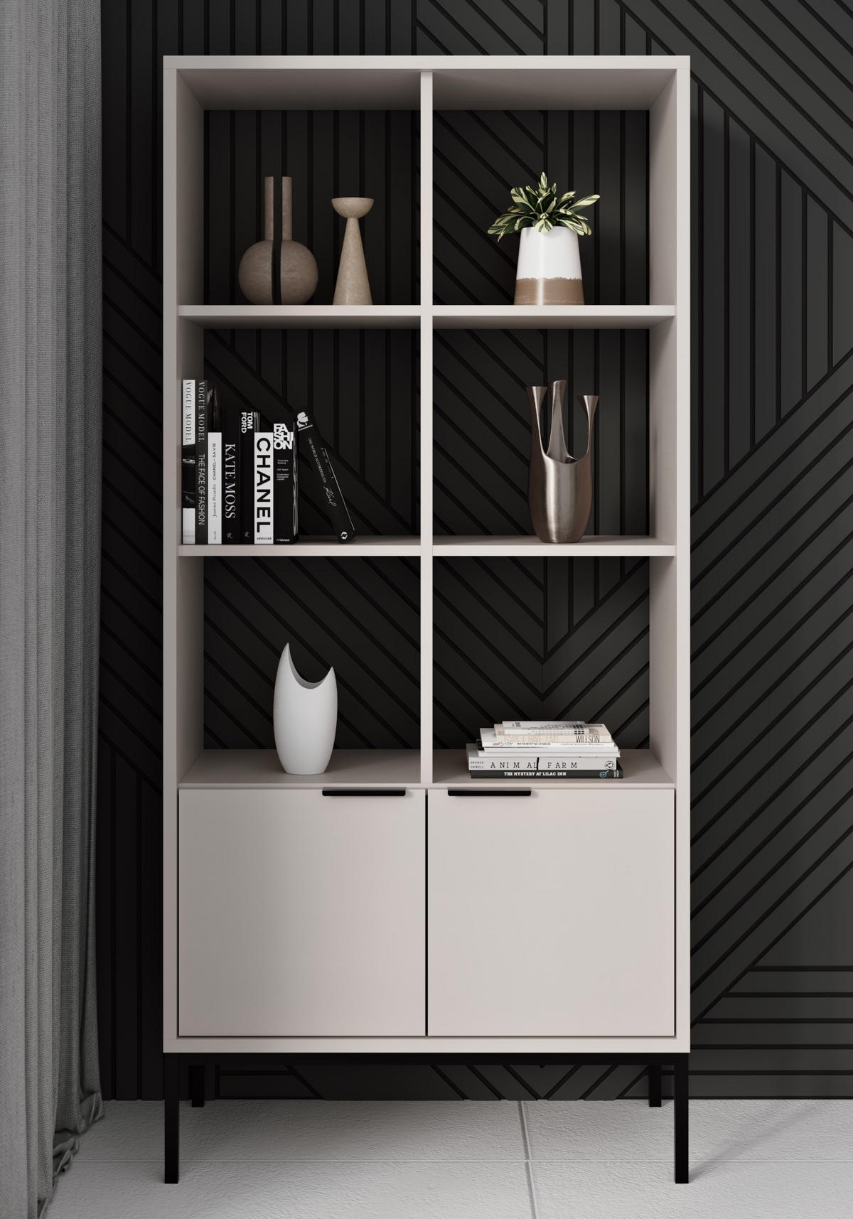 BÜCHERREGAL Austin 40/171,3/80 cm - Beige/Schwarz, Holzwerkstoff (40/171/80cm) - Kocot Kids