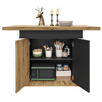 AUSZIEHTISCH 110-140/80/75 cm in Schwarz/Natur mit Stauraum für 4-6 Personen - Schwarz, Holzwerkstoff (110/80/75cm) - BEAOK