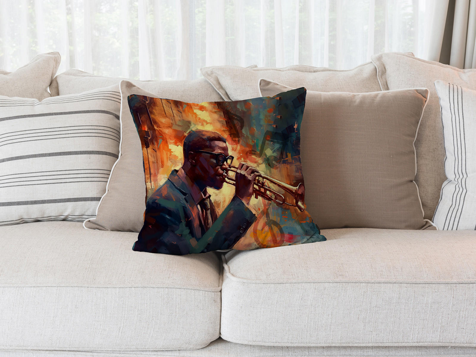 WENDE-KISSENHÜLLE POP-Acryl Jazz 45/45 cm - Multicolor/Schwarz, Textil (45/45cm) - beties Heimtextil