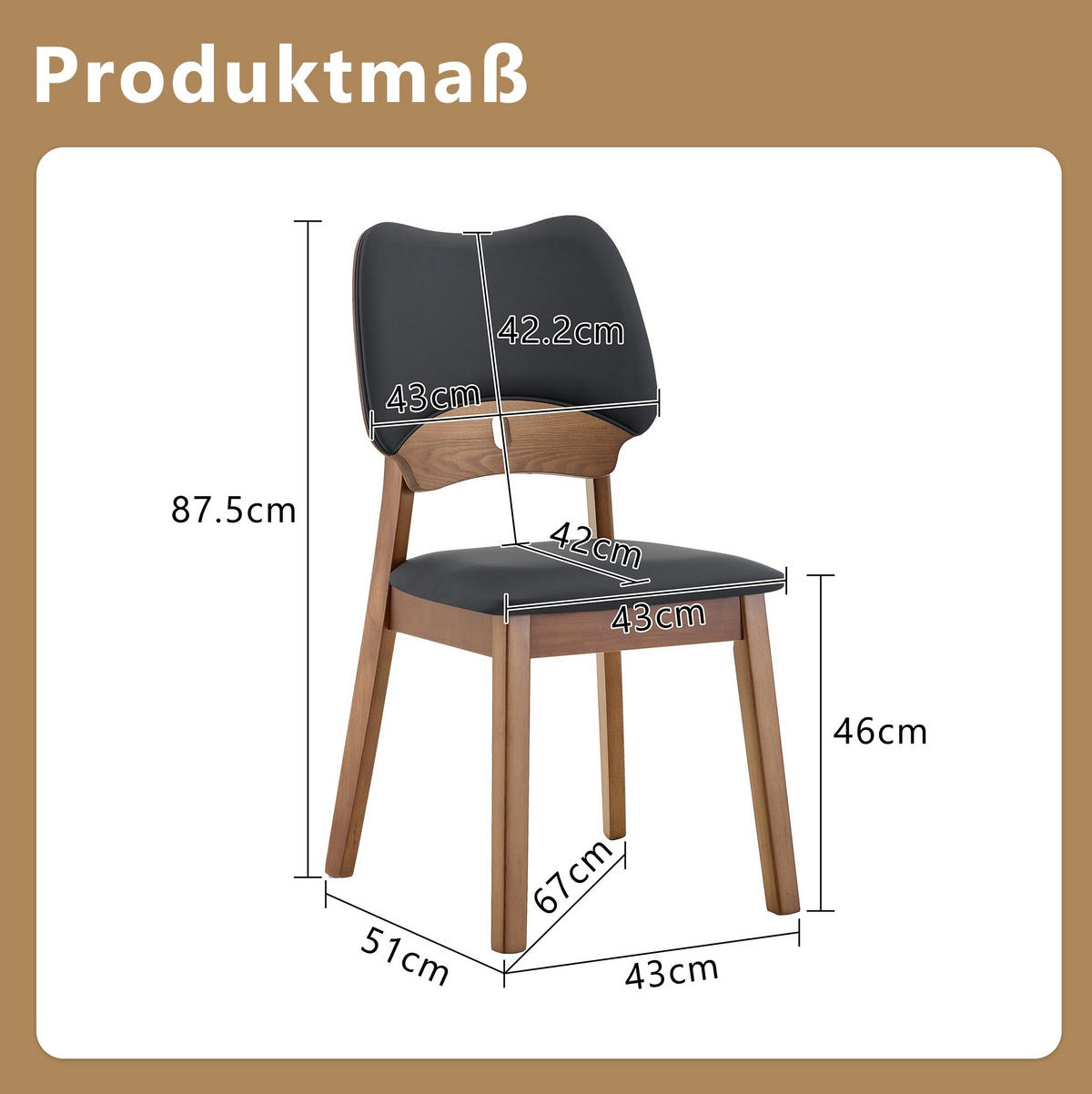 ESSZIMMERSTUHL 2er-Set mit Schmetterlingslehne Holz Schwarz - Schwarz, Holz (43/87.5/51cm) - Meubliv