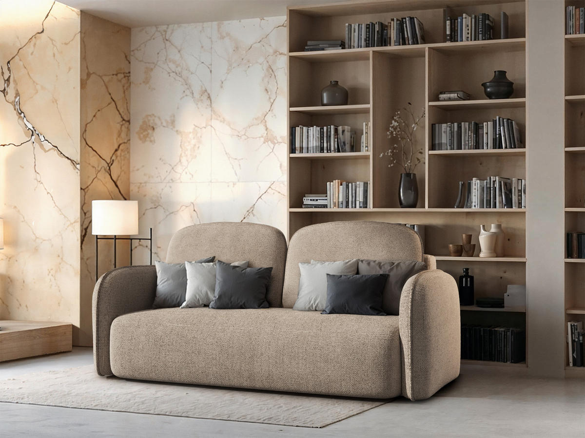 SCHLAFSOFA Freude – Beige, mit Schlaffunktion und Bettkasten - Beige, Textil (219/95/108cm)