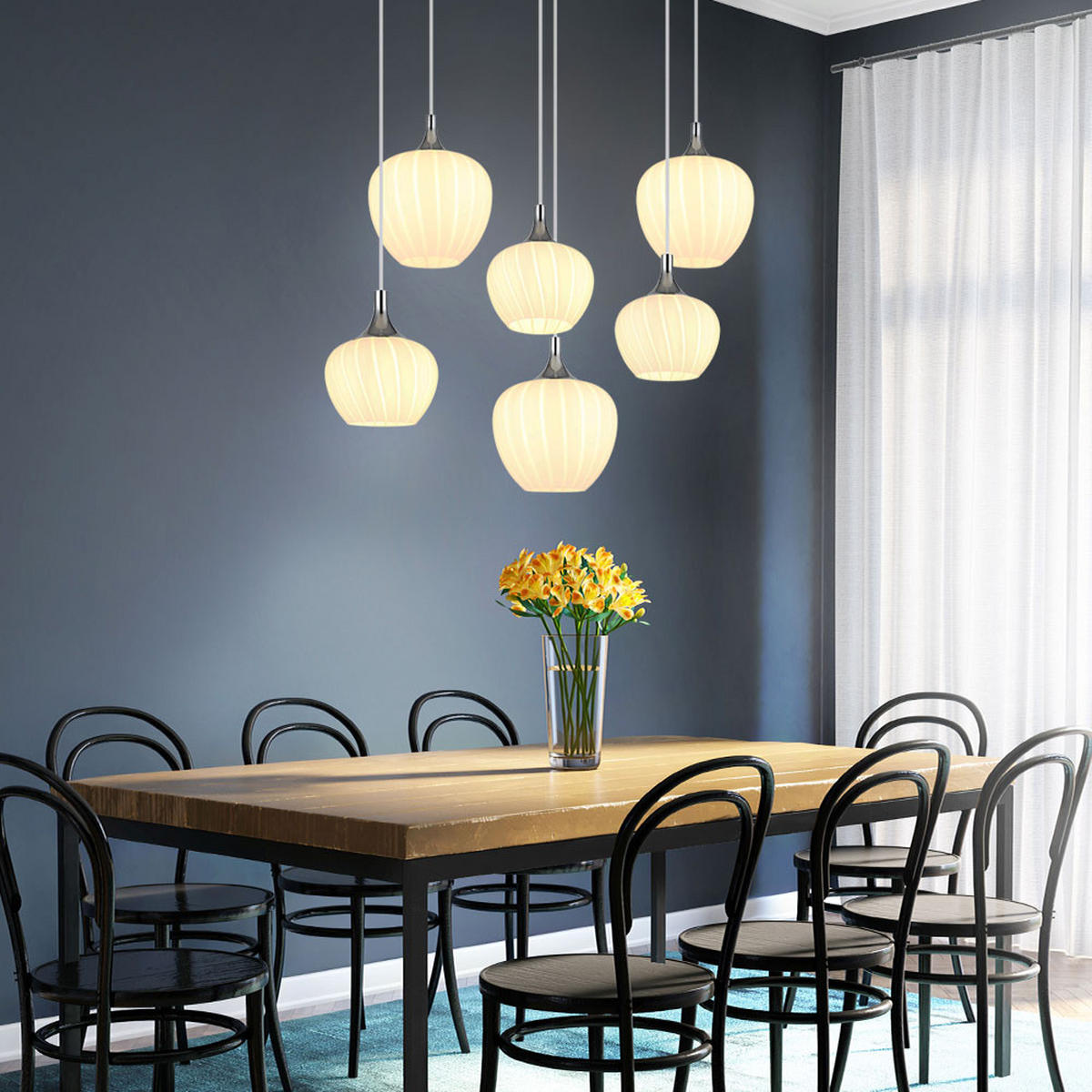 HÄNGELEUCHTE Glas Opal Weiß MAXY - Weiß, Glas (86/42/120cm) - Globo Lighting