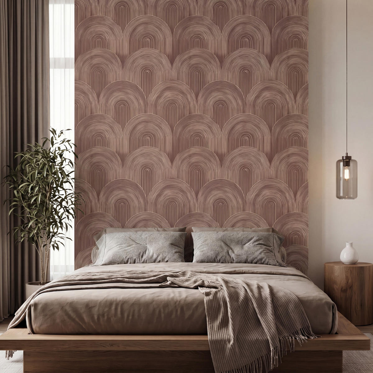 TAPETE - Rhythmic - Aufschlag - Braun - 220x300 cm - Dunkelbraun, Papier (220/300cm) - OnlyWow