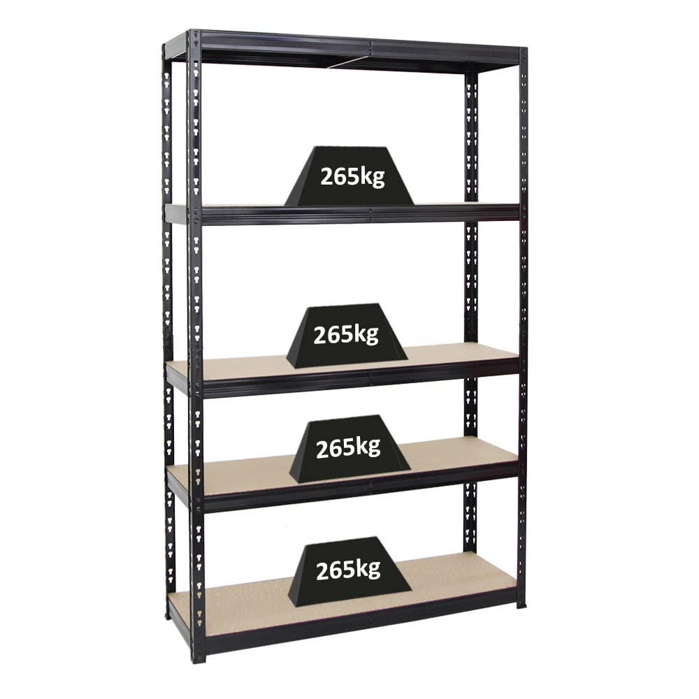 SCHWERLASTREGAL Giant Tiger 200x120x40 cm Fachlast 265 kg 5-Ebenen Schwarz - Schwarz, Metall (120/200/40cm) - PROREGAL