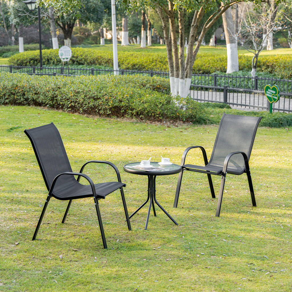 Thumbnail - Outsunny Gartenstuhl,, Schwarz, Metall, Textil, 54x90x70 cm, Gartenmöbel, Gartenstühle, Gartenstühle