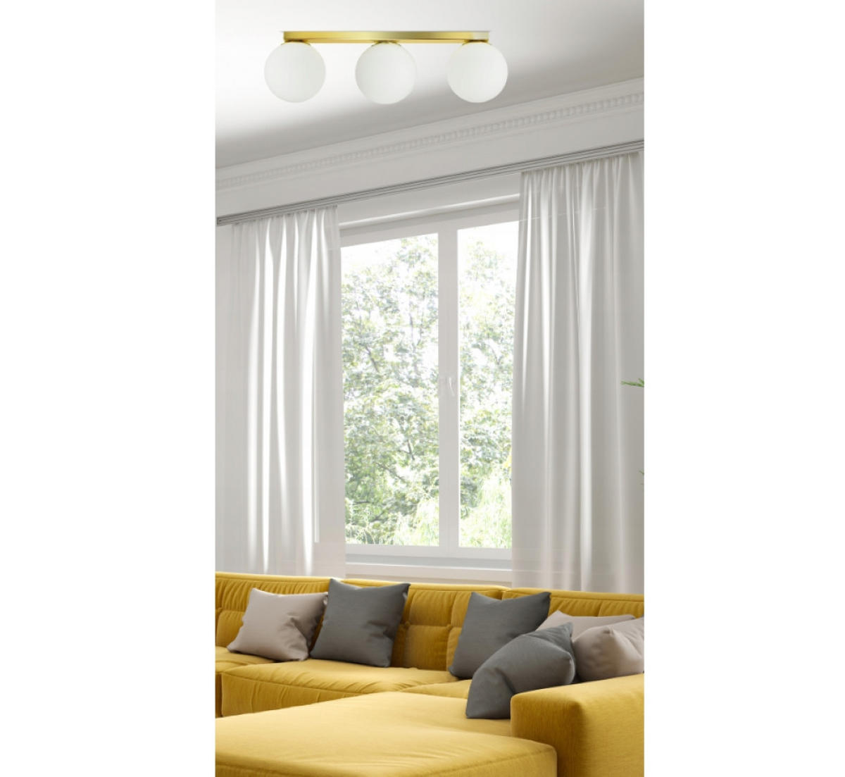 DECKENLEUCHTE GOLDGLAS - Goldfarben/Weiß, Glas/Metall (14/66/16cm) - kiki design