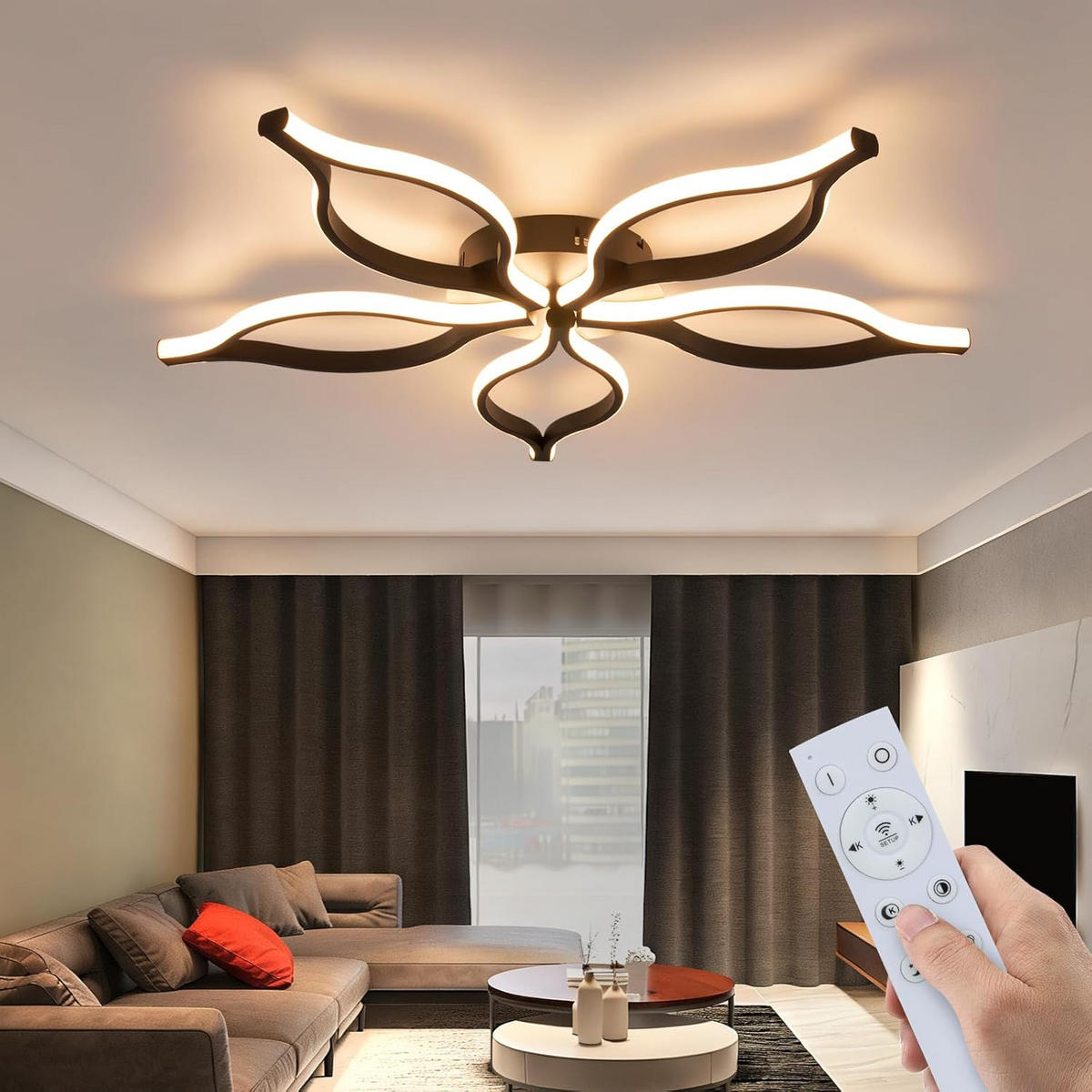 LED stropní svítidlo Cochran III 80/80/5 cm - černá, kov (80/80/5cm) - Nettlife