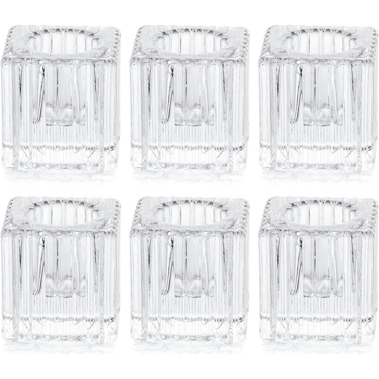 KERZENSTÄNDER 6-teiliges Set Glas Würfelform 4 cm - Transparent, Glas (4/4/4cm)