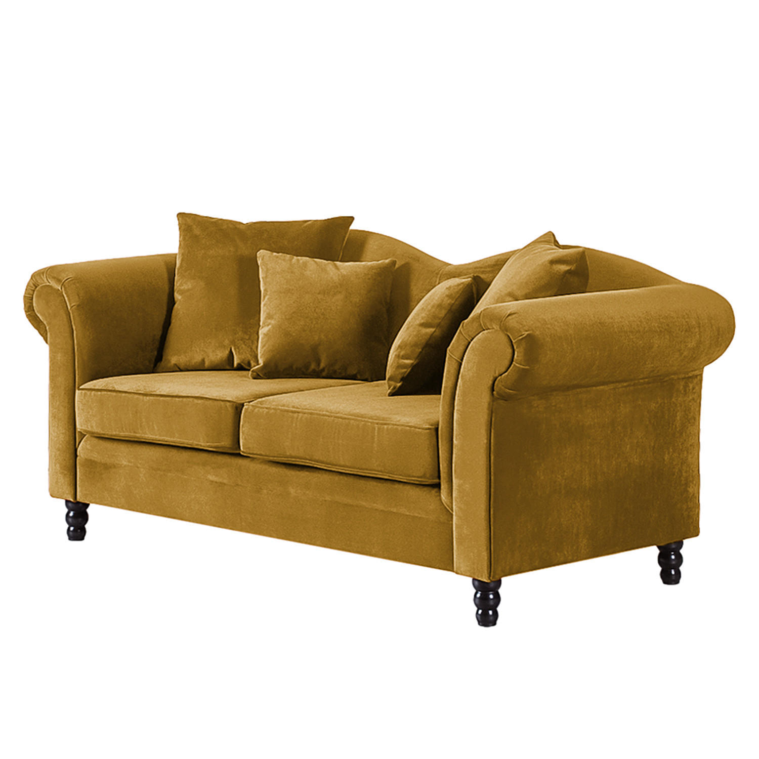 2-SITZER SOFA - Gelb/Schwarz, Holz/Buchenholz (185/84/79cm) - home24