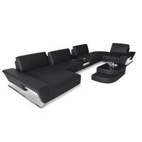 WOHNLANDSCHAFT Bari U - Schwarz, Leder (456/89/243cm) - Sofa Dreams