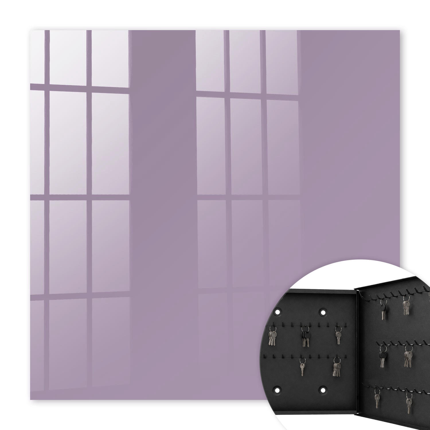 SCHLÜSSELBOX Schwarz 30x30 cm- Türöffnung nach rechts - Fliederviolett - Lila, Metall (30/30/5cm) - TULUP