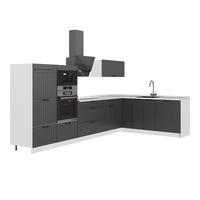 KUHINJA V OBLIKI ČRKE L Fame-Line, Temno siva/Bela, 347 x 207 cm, DP Marmor - temno siva/bela, leseni material (347/153.6/60cm) - Vicco